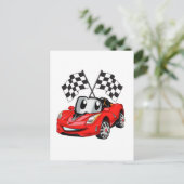 Fast Car Cartoonフラグレース-背面の色を選択 ポストカード (スタンド正面)