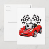 Fast Car Cartoonフラグレース-背面の色を選択 ポストカード (正面/裏面)