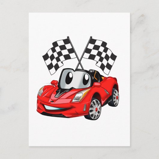 Fast Car Cartoonフラグレース-背面の色を選択 ポストカード (正面)