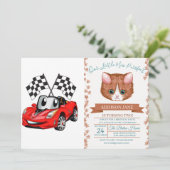 Fast Car Cartoonフラグレース-背面の色を選択 招待状 (スタンド正面)