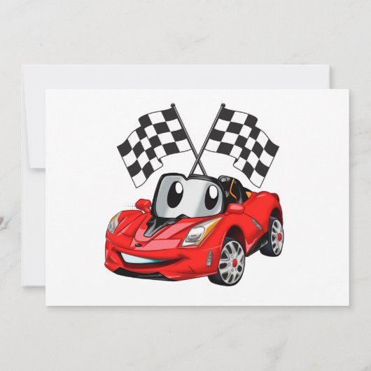 Fast Car Cartoonフラグレース-背面の色を選択 招待状 (裏面)