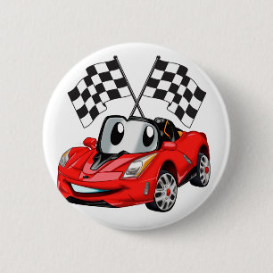 Fast Car Cartoonフラグレース-背面の色を選択 缶バッジ