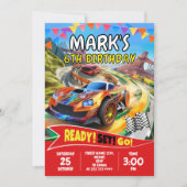Fast Cars Racingパーティーfor Boys 招待状 (正面)