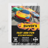 Fast Cars Racing Birthday Party 招待状 (正面)