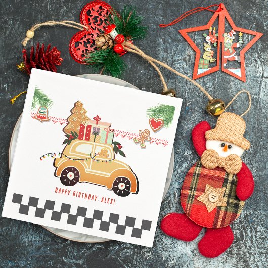 Fast Cars Sweet Gingerbread Car Christmas Birthday スタンダードカクテルナプキン