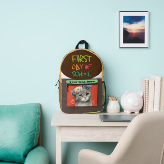 Fast day of school with love cat プリントバックパック
