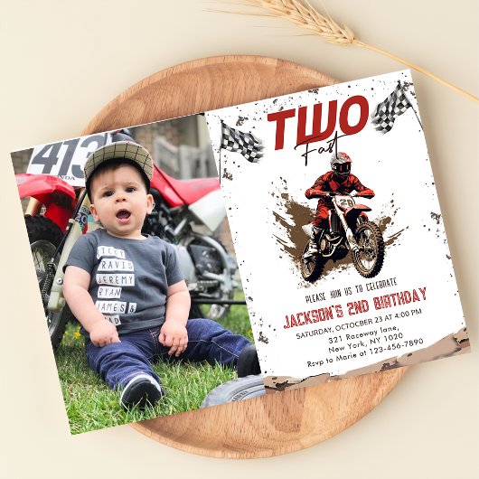 Fast Dirt Bike Adventure 2nd Birthday Photo 招待状