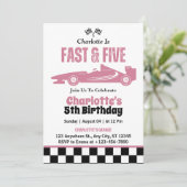 Fast & Five レースカー女子 5歳 誕生日パーティー 招待状 (スタンド正面)