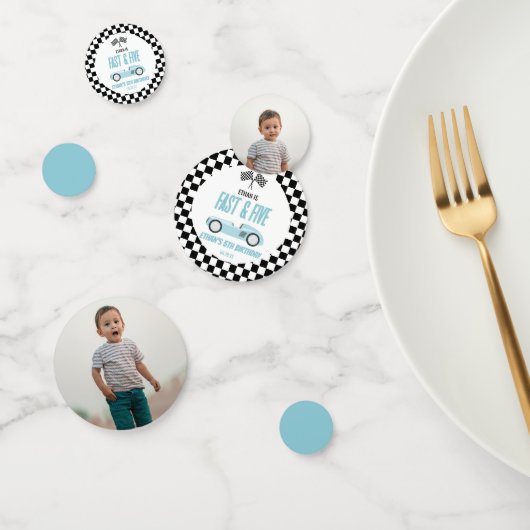 Fast & Five Blue Race Car 5th Birthdayパーティー コンフェッティ (グループ)