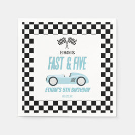 Fast & Five Blue Race Car 5th Birthdayパーティー スタンダードカクテルナプキン