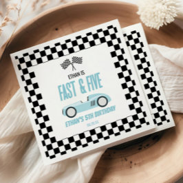 Fast & Five Blue Race Car 5th Birthdayパーティー スタンダードカクテルナプキン