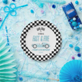 Fast & Five Blue Race Car 5th Birthdayパーティー ペーパープレート (パーティー)