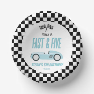 Fast & Five Blue Race Car 5th Birthdayパーティー ペーパーボウル
