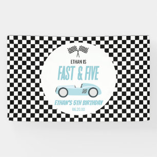 Fast & Five Blue Race Car 5th Birthdayパーティー 横断幕