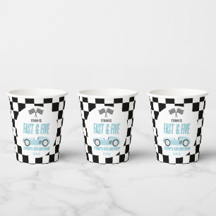 Fast & Five Blue Race Car 5th Birthdayパーティー 紙コップ