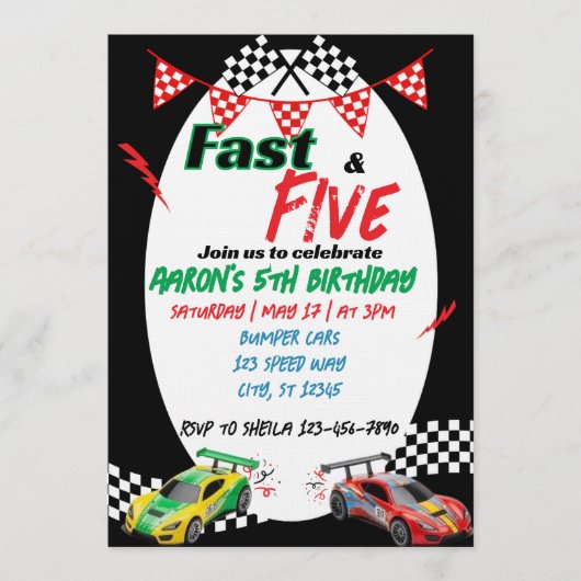 Fast & Five, Racing 5th Birthday 招待状 (正面)