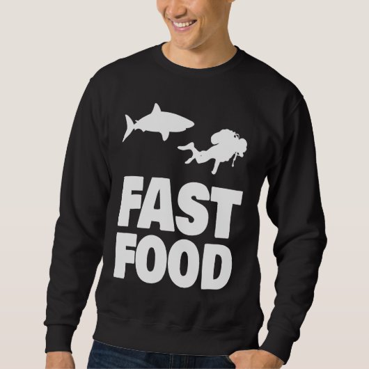Fast Food Diver Shark Scuba Diving Diver Cute スウェットシャツ (正面)