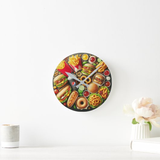 Fast Food Frenzy Wall Clock ラウンド壁時計 (ホーム)
