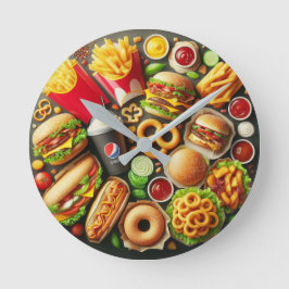 Fast Food Frenzy Wall Clock ラウンド壁時計