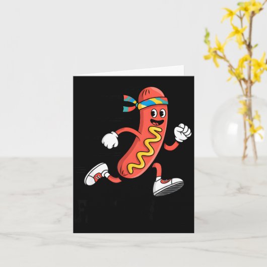 Fast Food Funny Pun Working Out Running Jogging Gy カード (黄色い花)