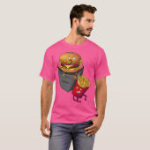 Fast Food In Pocket Fries Burger Pommes Frites Pot Tシャツ (正面フル)