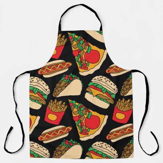 fast food pizza burger hotdog french fries tacos s エプロン (正面)