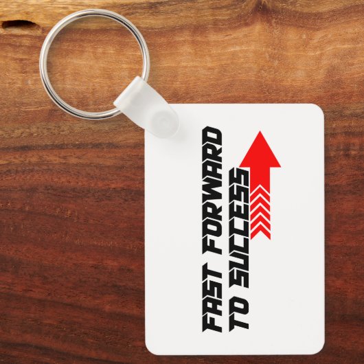 Fast Forward – Bold Red Motivation Quote Design キーホルダー (正面)