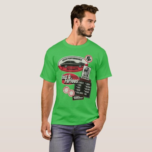 Fast Furious Movie Merch High Performance Auto Par Tシャツ (正面フル)