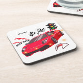 Fast Lane Racing Checkered Flag & Car Party コースター (左側)