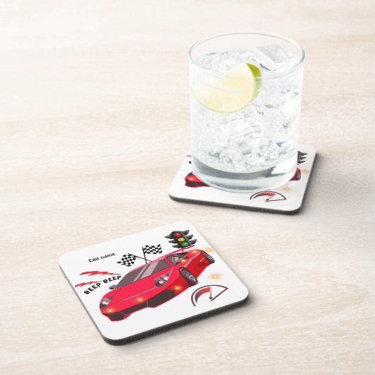 Fast Lane Racing Checkered Flag & Car Party コースター (右側)