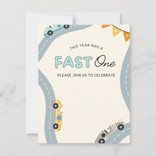 Fast One最初の誕生日の招待キッズ1st シーズンカード (正面)