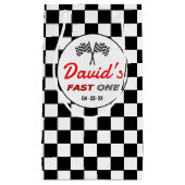 Fast ONE | チェッカーフラグ レース柄 誕生日ギフトバッグ スモールペーパーバッグ (正面)