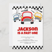 Fast One モダン Interactive Boy 1st誕生日 招待状 (正面)