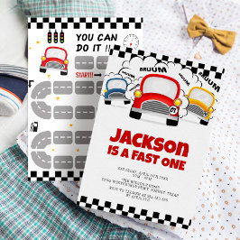 Fast One モダン Interactive Boy 1st誕生日 招待状