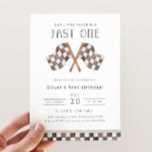 Fast ONE レーシング フラッグ 1歳 誕生日パーティー 招待状