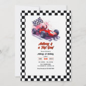 "Fast One"レースカー1st誕生日パーティー 招待状 (正面)