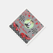 Fast One 赤と黒のレーシングカーフォト 1歳の誕生日 スタンダードカクテルナプキン (角)