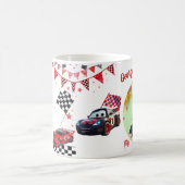 Fast One 赤と黒のレーシングカー 1歳の誕生日フォト コーヒーマグカップ (中央)
