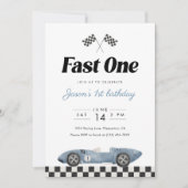 Fast One 1st バージョン ヴィンテージ レースカー ウォーターカラー 招待状 (正面)