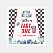 Fast One 1st birthday Boy Racing Car  スタンダードカクテルナプキン (正面)