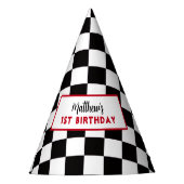 Fast One 1st birthday Boy Racing Car  パーティーハット (正面)