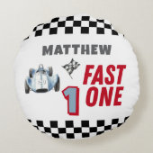 Fast One 1st birthday Boy Racing Car  ラウンドクッション (裏面)