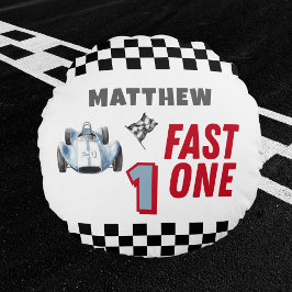 Fast One 1st birthday Boy Racing Car  ラウンドクッション