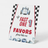 Fast One 1st birthday Boy Racing Car Favors  台座サイン (正面)