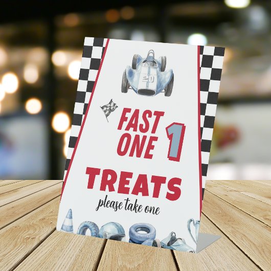 Fast One 1st birthday Boy Racing Car Treats  台座サイン