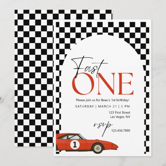 Fast One Birthday Partyへの招待 招待状 (正面/裏面)