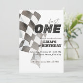Fast ONE Birthday Race Flag 1st Birthday Theme 招待状 (スタンド正面)