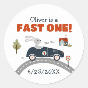 Fast One Cars 1st Birthdayスタンプ ラウンドシール