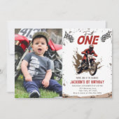 Fast One Dirt Bike Adventure 1st Birthday写真 招待状 (正面)