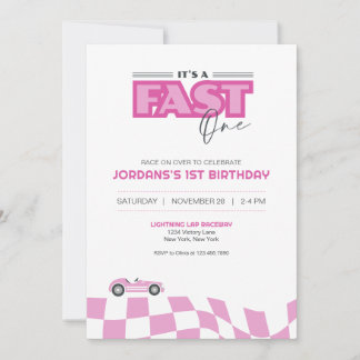 Fast One First Birthday Race Car Invitation 招待状
